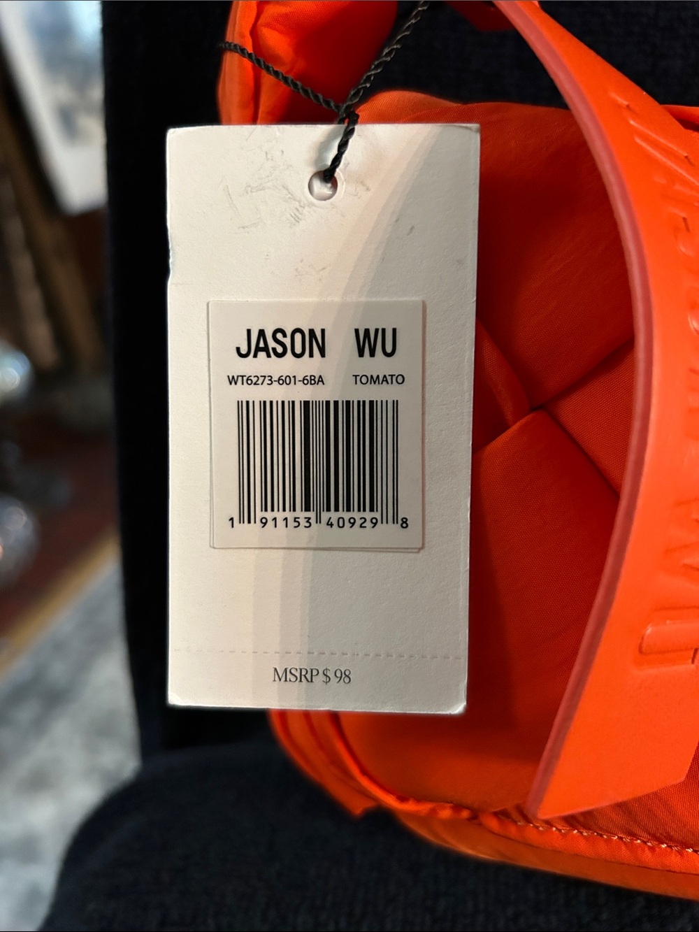 Jason Wu Dylan Orange Shoulder Bag w Woven Nylon Design & Knotted Handle - Picture 3 of 8